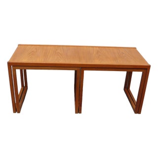 Vintage Danish Nesting Tables in Natural Teak, 1950s, Set of 3 For Sale