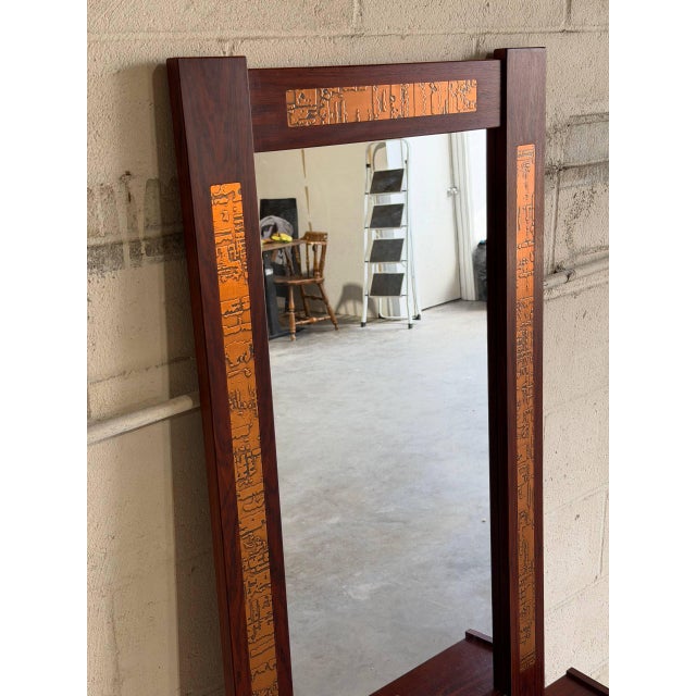 Vintage Danish Modern Rosewood Entryway Set With Mirror in Style of Pedersen & Hansen For Sale - Image 4 of 10