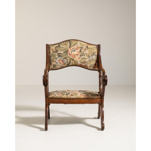 19th Century Oak Armchair with Tapestry Upholstery, Antique, France, 19th Century For Sale - Image 5 of 17