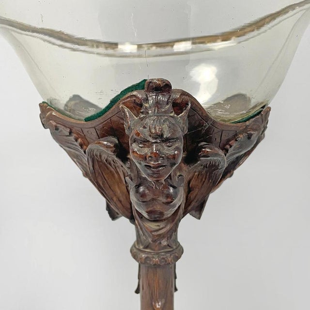 Italian Cup with Glass Hemisphere and Decorated Wood Stem, 1890s For Sale - Image 12 of 18
