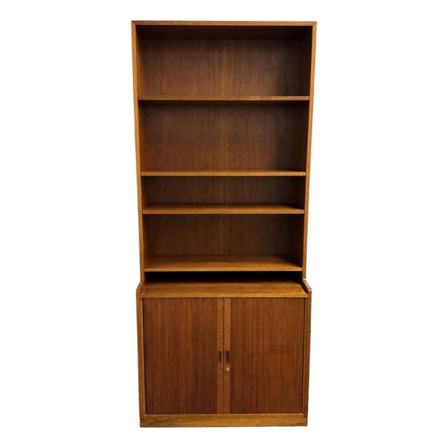 Rare Danish Modern Teak Tambour Door Bookcase by Willy Beck for Morten Olsen, Circa 1960's For Sale