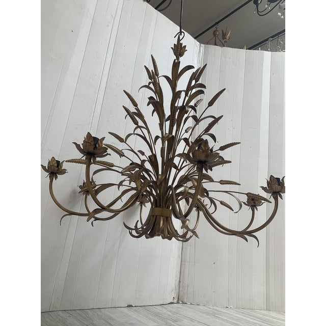 Early 21st Century Florentine Art Brown and Gold Handmade Brushed Metal 8 Light Wrought Iron Chandelier from Simoeng, Italy For Sale - Image 5 of 14