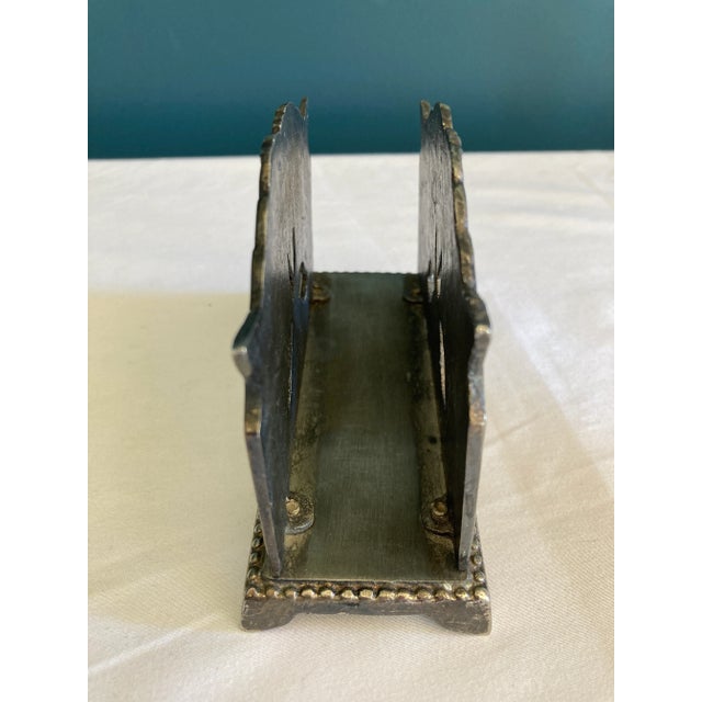 Vintage Floral Silver Plate Napkin or Letter Holder For Sale - Image 4 of 6