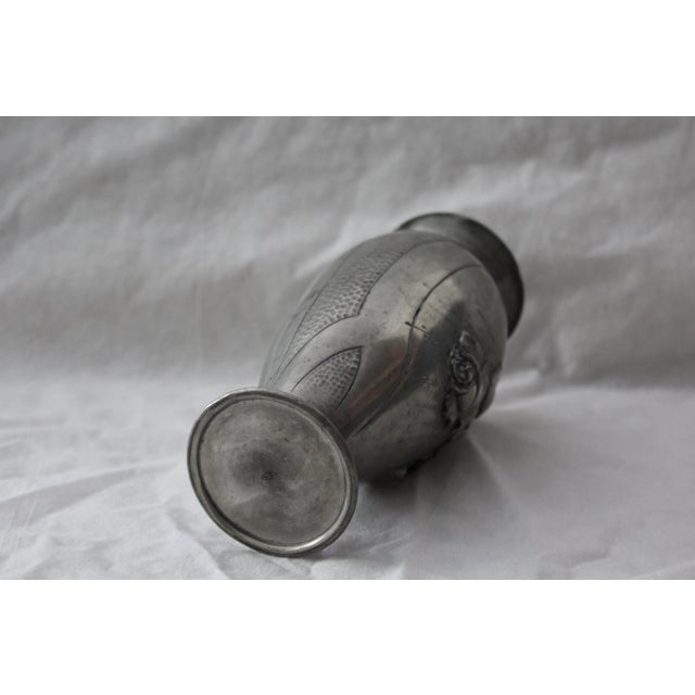 Metal Flower Vase with Roses Decoration, 1920s For Sale - Image 7 of 15