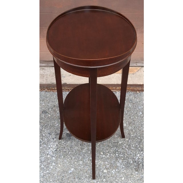 Brown Mersman Federal Style Tiered Mahogany Inlay Oval Side Table For Sale - Image 8 of 9