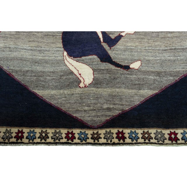 Gabbeh Nomad Horse Design Rug For Sale - Image 6 of 11