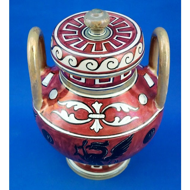 Majolica Lustre Ceramic Vase with Griffin by Angelo Pascucci of Icap Gualdo Tadino, Italy, 1920s For Sale - Image 10 of 18