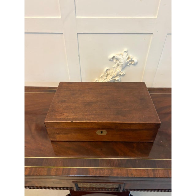 Antique Georgian Mahogany Writing Slope Box with Fitted Interior and Secret Compartment, 1820 For Sale - Image 4 of 11