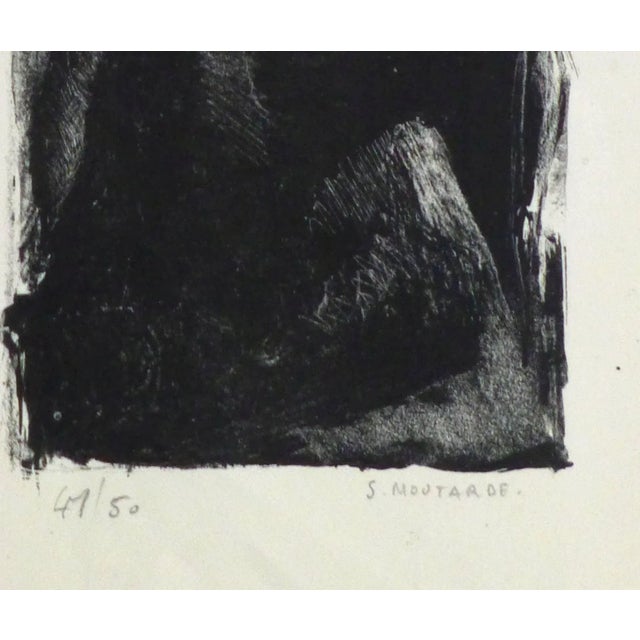 Excellent black and white lithograph of a trio of intriguing figures by S. Moutarde, circa 1960. Signed lower right and...