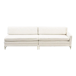 Paul McCobb Mid-Century Modern White Two-Part Sectional Sofa, Brass Base, 1950s