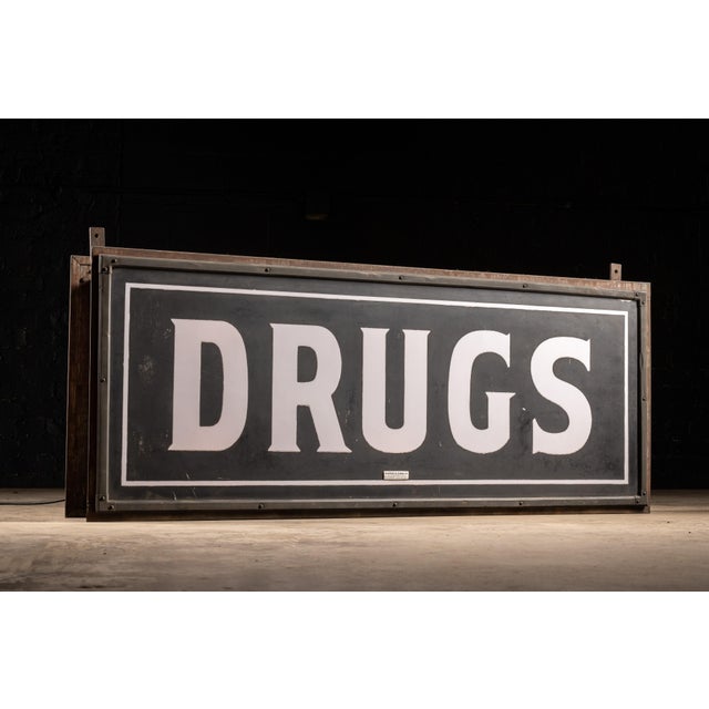 Antique pharmacy advertising sign manufactured by Rawson & Evans of Chicago, likely dating from the late 19th to early...