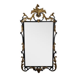 Maitland-Smith Ornate Black & Gold Gilt Acanthus Leaf Wall Mirror For Sale