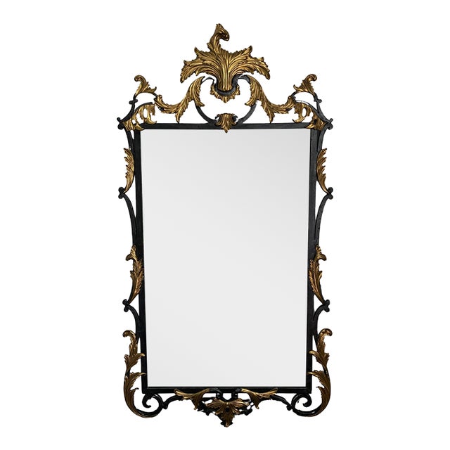 Maitland-Smith Ornate Black & Gold Gilt Acanthus Leaf Wall Mirror For Sale