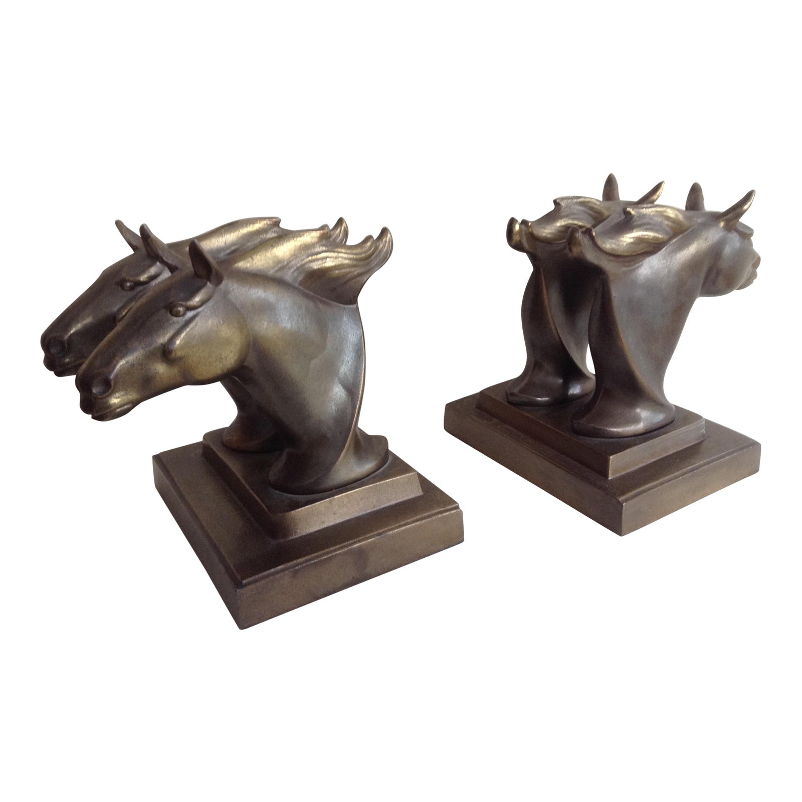 Frankart Art Deco DoubleHeaded Horse Bookends A Pair Chairish
