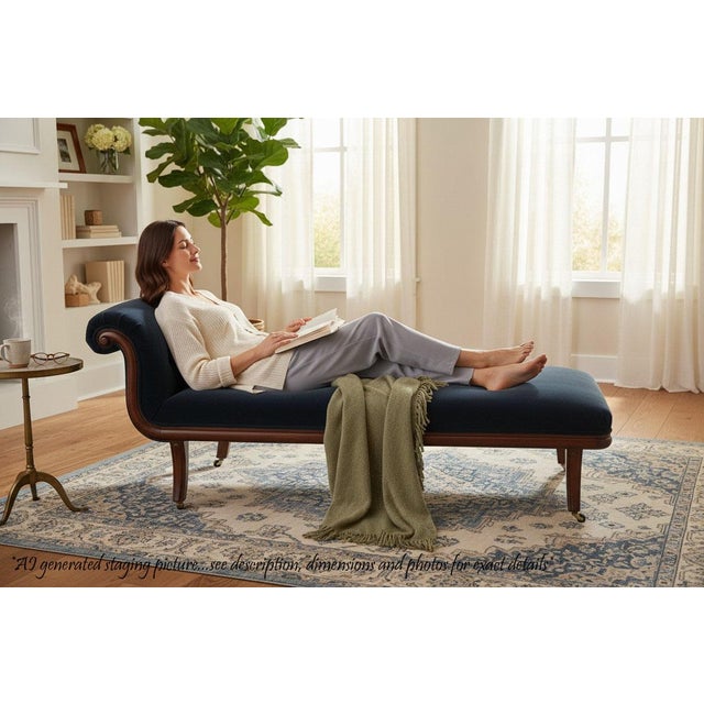 Full of authentic charm and character, this elegant 19th-century mahogany chaise lounge is a rare decorative find and...