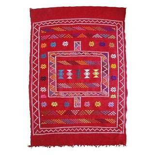 Moroccan Berber Wool Rug- 4'10'' x 3'3'' For Sale
