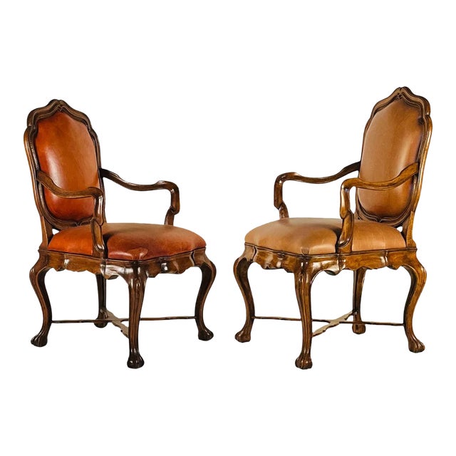 Pair of Large Venetian Walnut Armchairs by Therien Studio Workshops For Sale