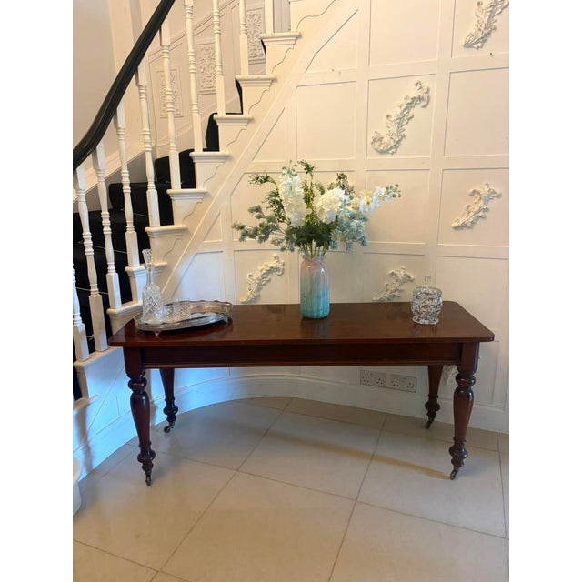 Antique Victorian Figured Mahogany Hall Console Table, 1850s For Sale - Image 3 of 15
