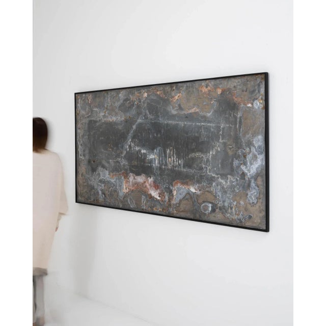 Bold and enigmatic, this large scale abstract artwork combines the hand of man and the hand of nature. The form has a...