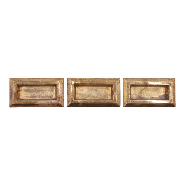 Set of Vintage 3.125 In. Brass Rectangular Window Sash Lifts For Sale