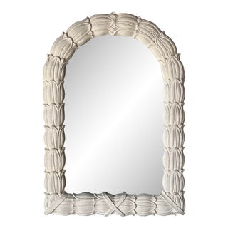 Vintage Palm Beach Serge Roche - Style Arched Plaster Wall Mirror For Sale