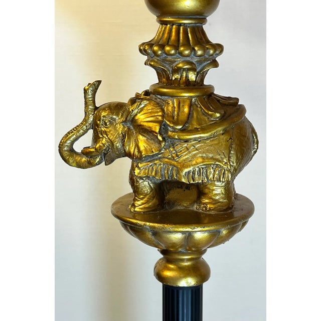 Late 20th Century Vintage Regency Elephant on Column Table Lamp For Sale - Image 5 of 11