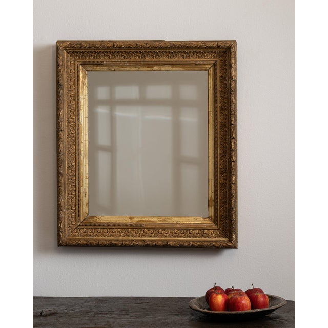 Wood 19th Century France Antique Gold Carved Giltwood Mirror For Sale - Image 7 of 7