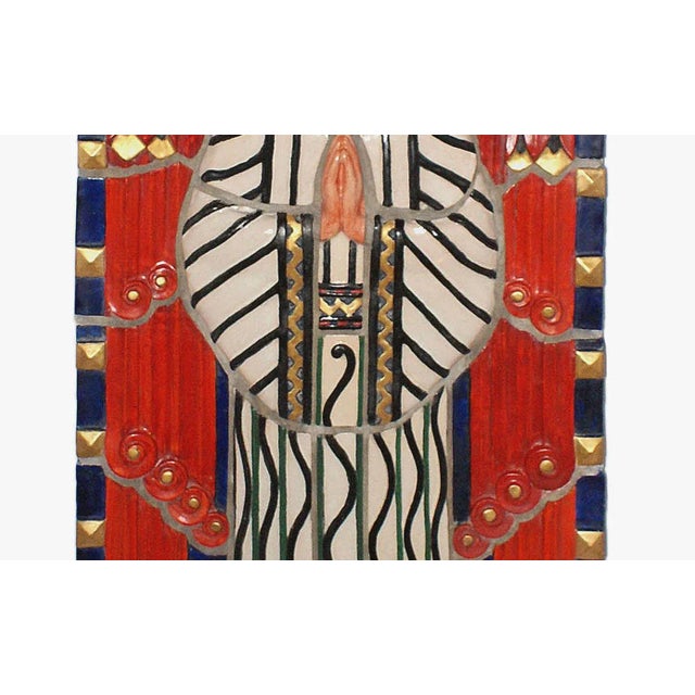 1920s Vintage Art Deco Style Polychrome Terracotta Angel For Sale - Image 5 of 13