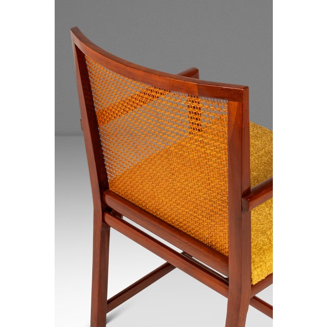 Rare Mid-Century Modern Cane-Backed Armchair in Walnut & Bouclé Attributed to Michael Taylor for Baker Furniture (New World Collection), Usa, C. 1960s For Sale - Image 15 of 18