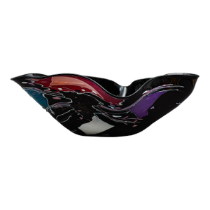 Stephen Nelson 1993 Signed Abstract Studio Art Glass Flute Centerpiece Bowl Vase