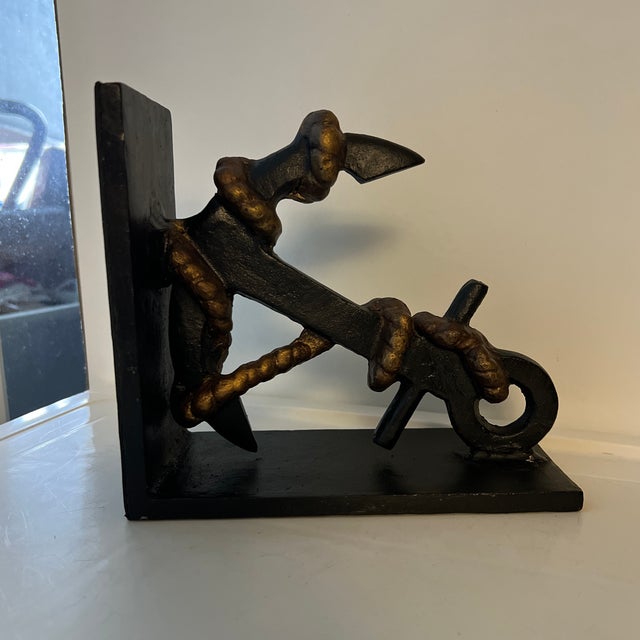 Black Vintage Black Ship Anchor Bookends For Sale - Image 8 of 11