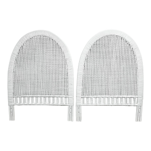 Vintage Arched Woven Rattan Twin Headboards- A Pair