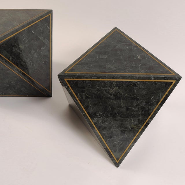 1980s Octahedron Tessellated Marble Side Tables For Sale - Image 4 of 10