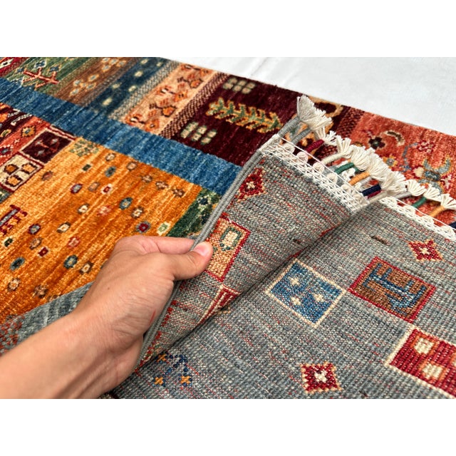 Multicolor Chobi Gabbeh Hand-Knotted Wool Runner - 8'3" X 2'10" For Sale - Image 10 of 11
