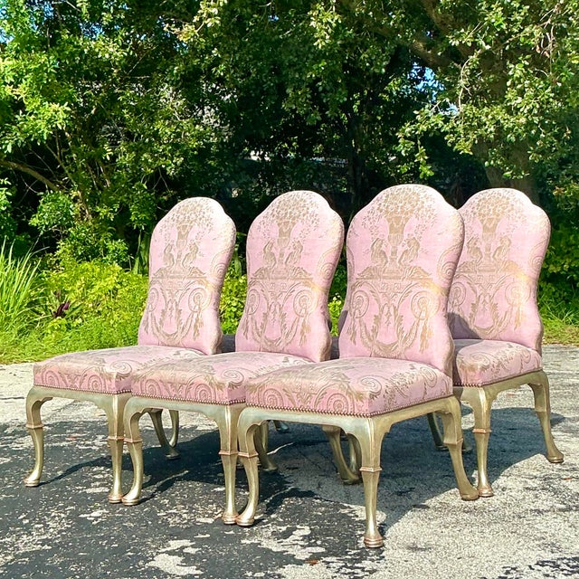 Add a touch of timeless luxury to your dining space with this set of 6 vintage Regency Gregorius Pineo dining chairs....