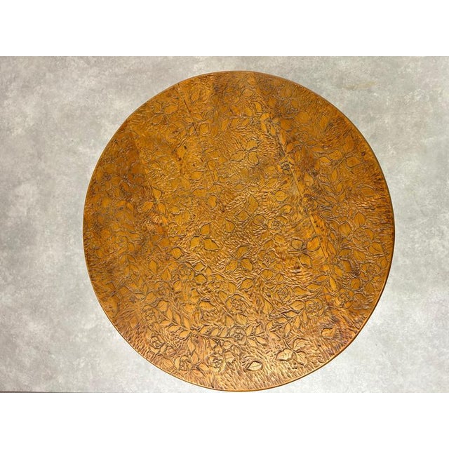 Art Nouveau Round Coffee Table with Carved Top, 1890s For Sale - Image 5 of 11