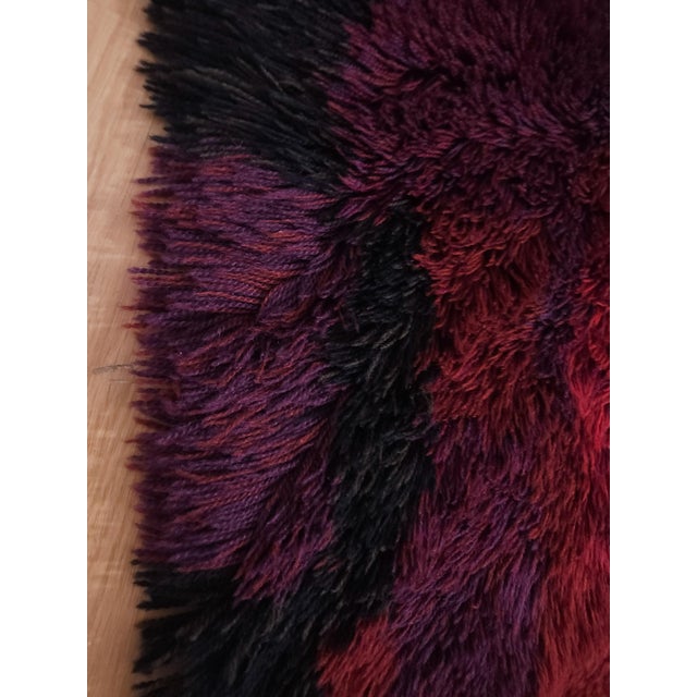 Mid-Century Modern Handmade Rya Rug in Wool, Denmark, 1970s For Sale - Image 6 of 7