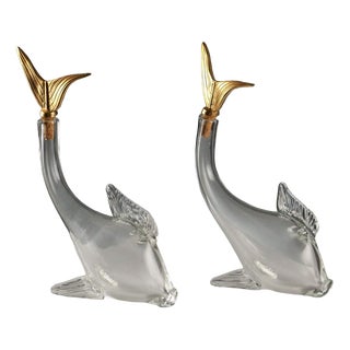 Murano Glass Decanters with Metal Stopper For Sale