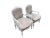 Pair of elegant French chairs with carved frames and soft, neutral taupe-gray velvet upholstery with white rope trim....