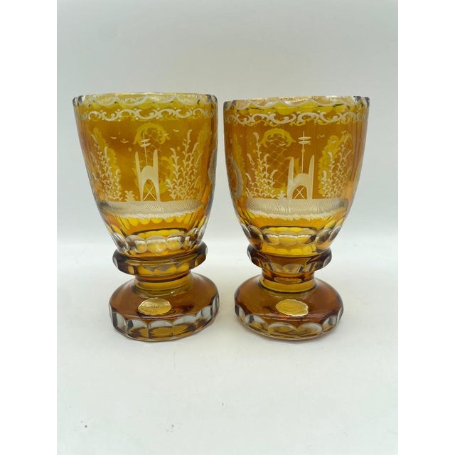 Chalices in Hand-Cut Amber Crystal by Moosbauer Nördlingen, 1950s, Set of 2 For Sale - Image 18 of 18