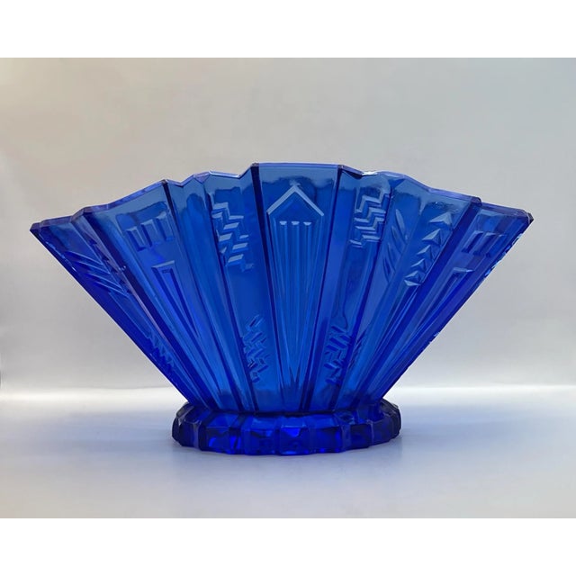 1930’s L. E. Smith Dark Blue Console Dish For Sale - Image 9 of 9