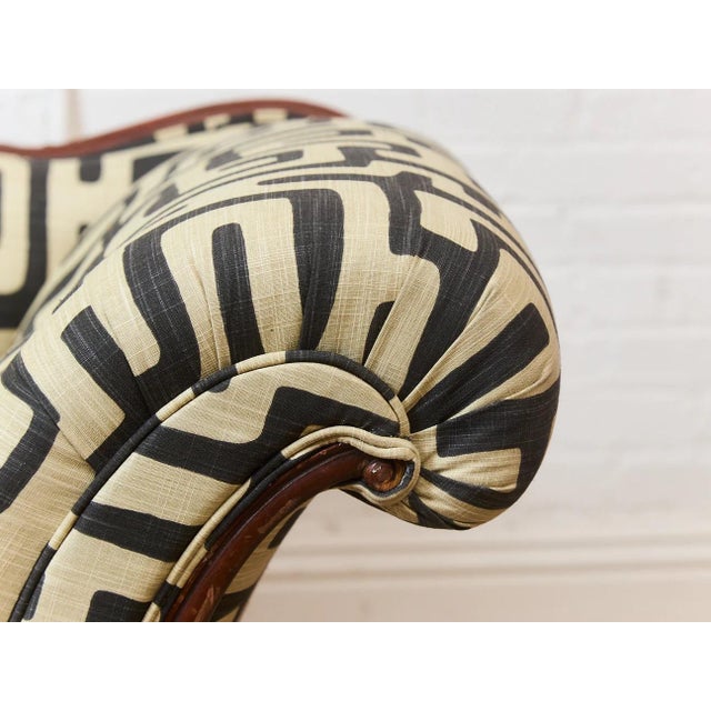 Vintage Victorian Chaise Lounge Sofa Carved Wood Frame For Sale In Los Angeles - Image 6 of 12