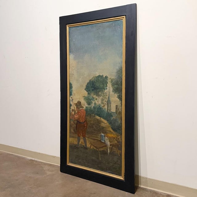 Beaux-Arts 18th Century French Breton Boiserie Panel Oil on Canvas in Napoleon III Frame For Sale - Image 3 of 16