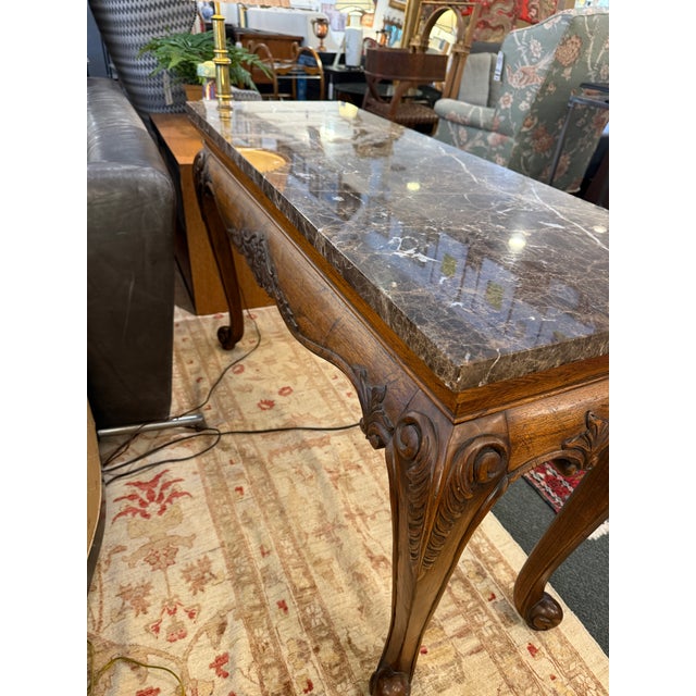 2010s Hekman Furniture Company Console Table With Marble Top For Sale - Image 5 of 12
