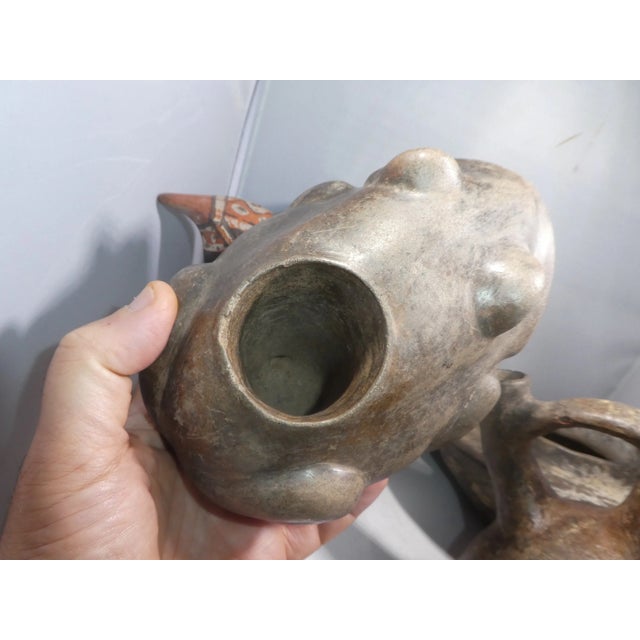 Ceramic Authentic Pre Columbian Blackware Moche Frog Vessel From Major Auction House For Sale - Image 7 of 8