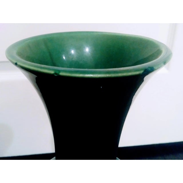 Haeger Vintage Haegar Extra Tall Teal Green Blue Floral Vase For Sale - Image 4 of 6