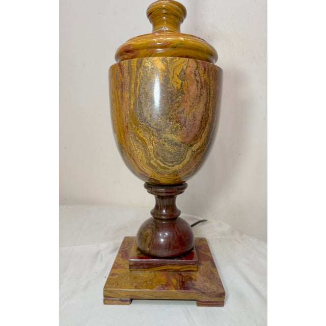 1980s Abstract Large Solid Heavy Brown Purple Green Onyx Stone Electric Table Lamp Light For Sale - Image 11 of 16