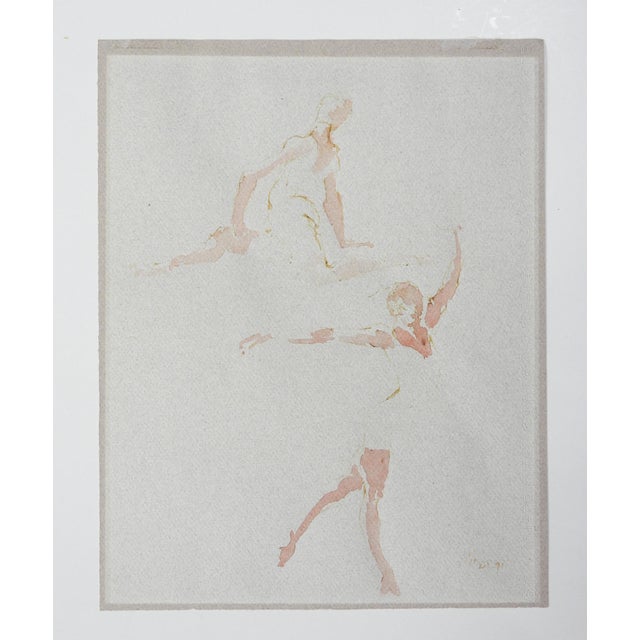 Modern Late 20th Century Study Dancers Watercolor Painting For Sale - Image 3 of 4