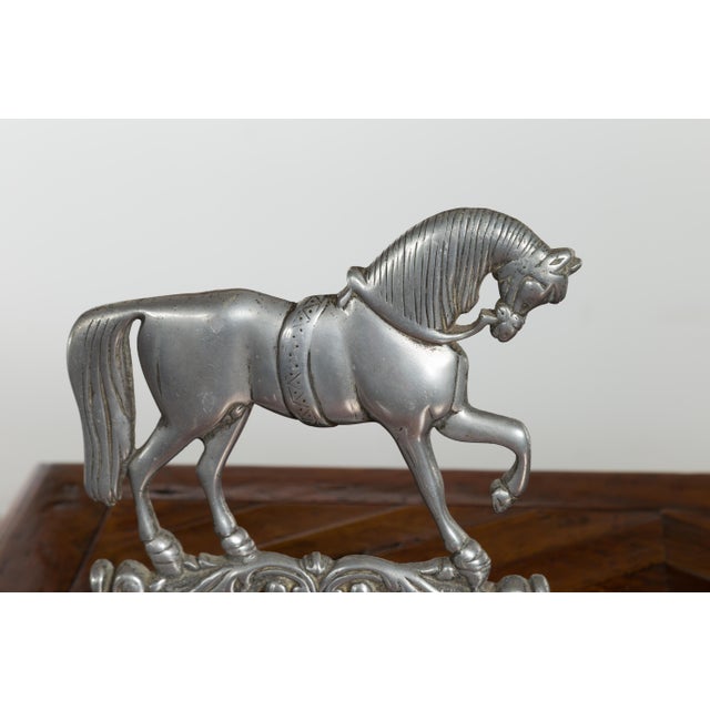 Early 20th Century Pair of English Turn of the Century Metal Bookends Depicting Prancing Horses For Sale - Image 12 of 12