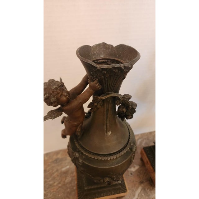 Pair of 1900s Bronze Cherub Ornamental Vases For Sale In Dallas - Image 6 of 8